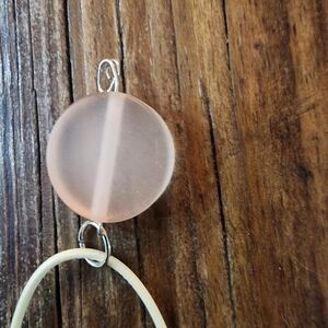 Handmade Beige cord Necklace with light clear Pink bead